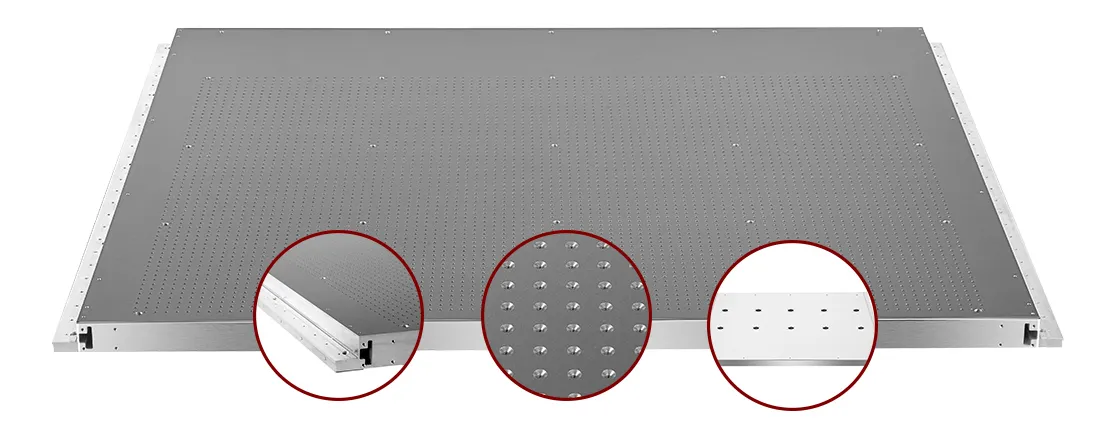 Table à vide pour machine à découper les rails de guidage